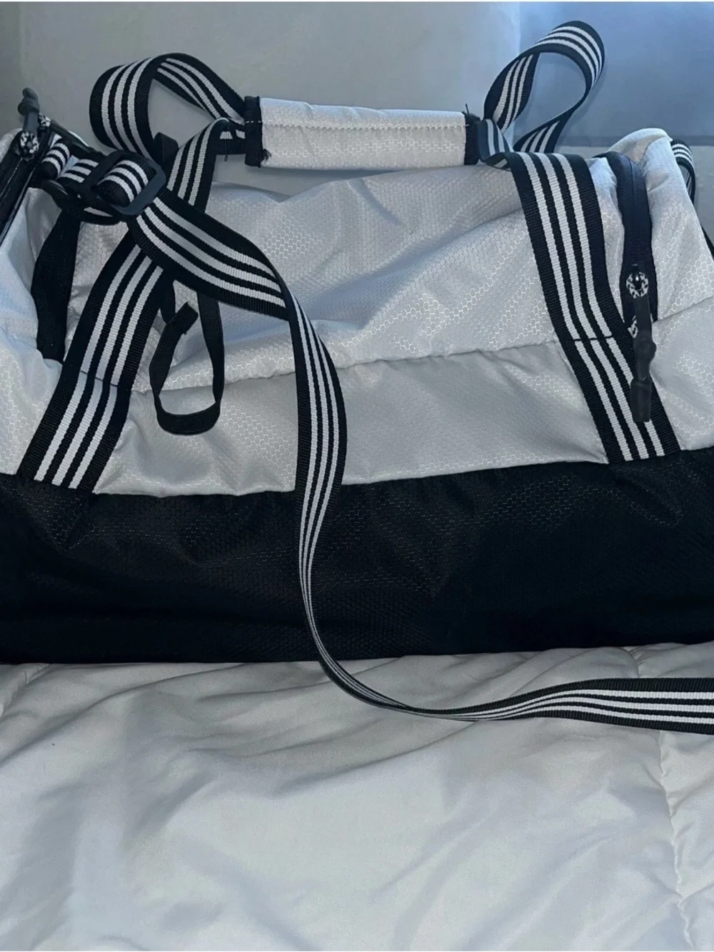 Adidas three stripes Black & White  Duffle Bag (new never used)